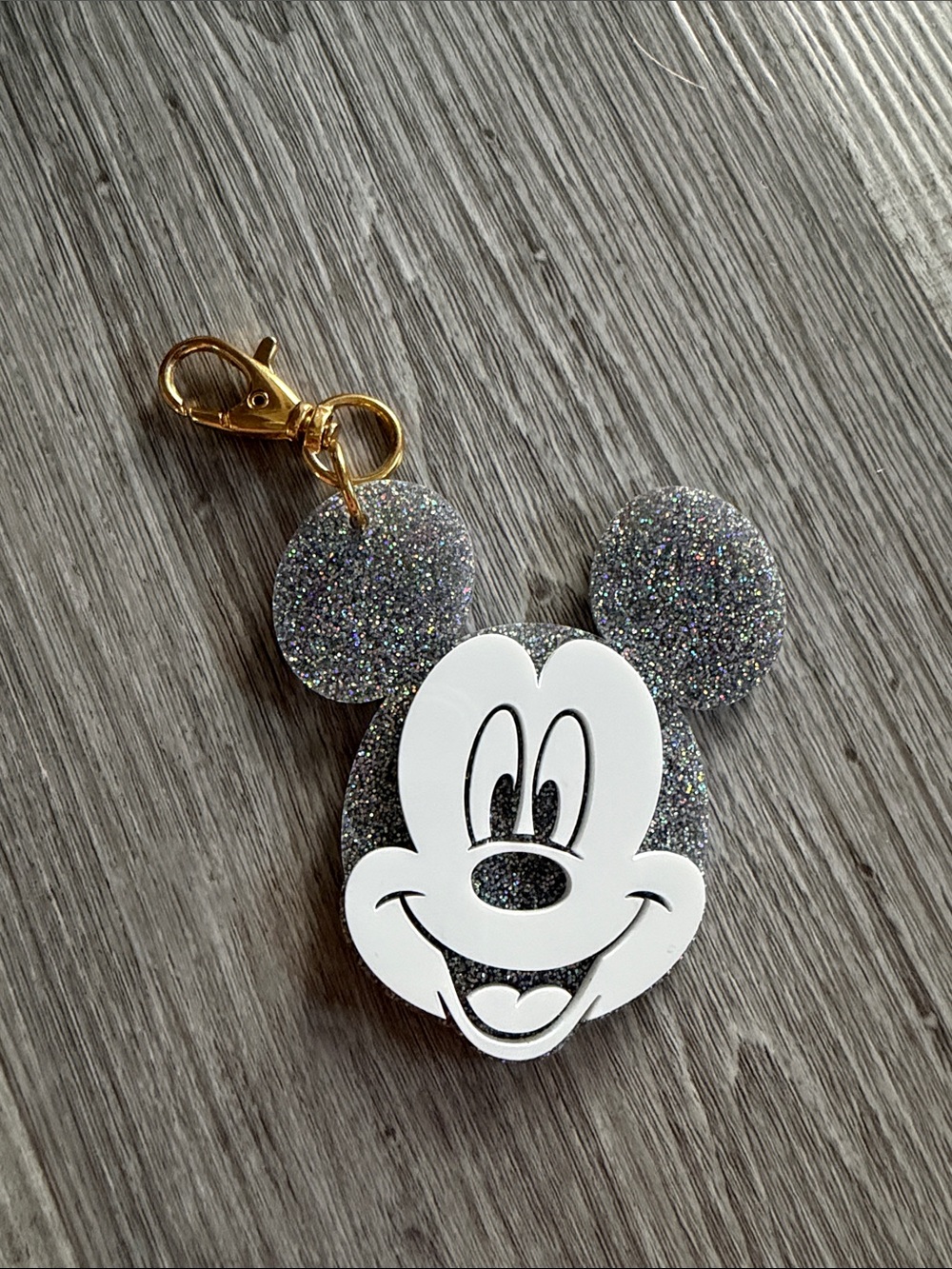 Stoney Clover Lane silver iridescent glitter mickey mouse bag charm